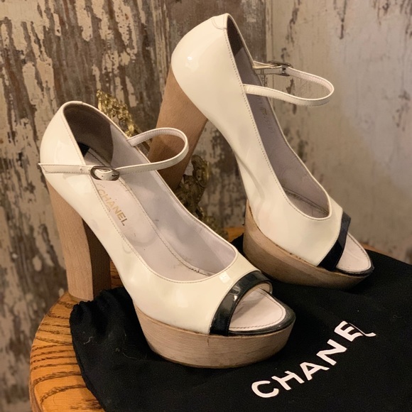 Chanel peep toe platforms sz 41 - Picture 3 of 16